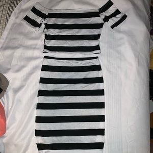 2 piece black and white small skirt set